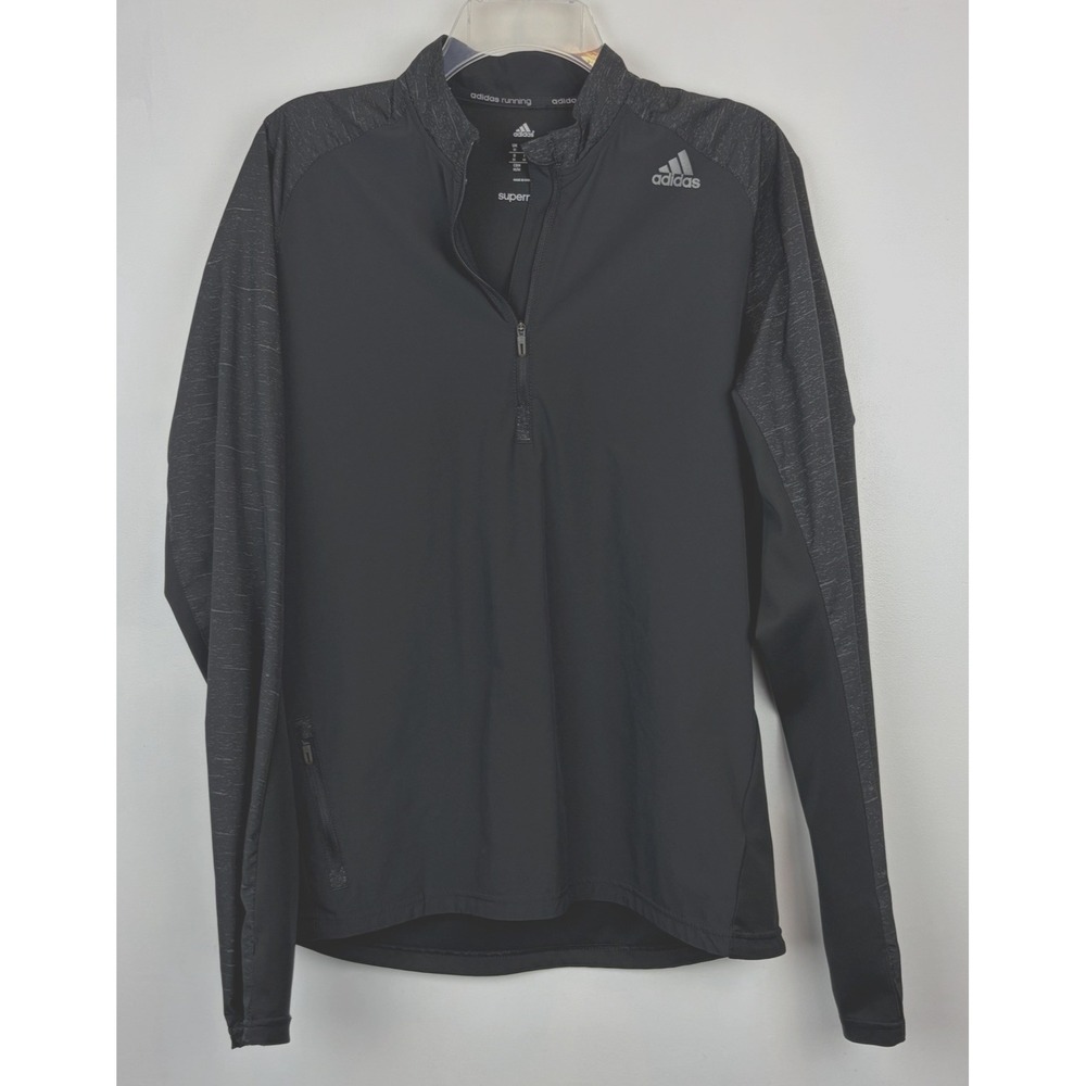 Adidas Running Performance Quarter Zip Mens Medium Training Pullover Black Golf